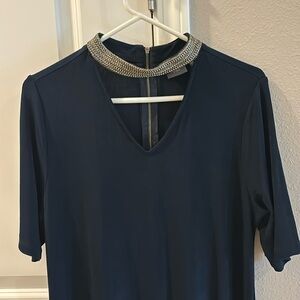 Travelers by Chicos size 2 navy and gold dress